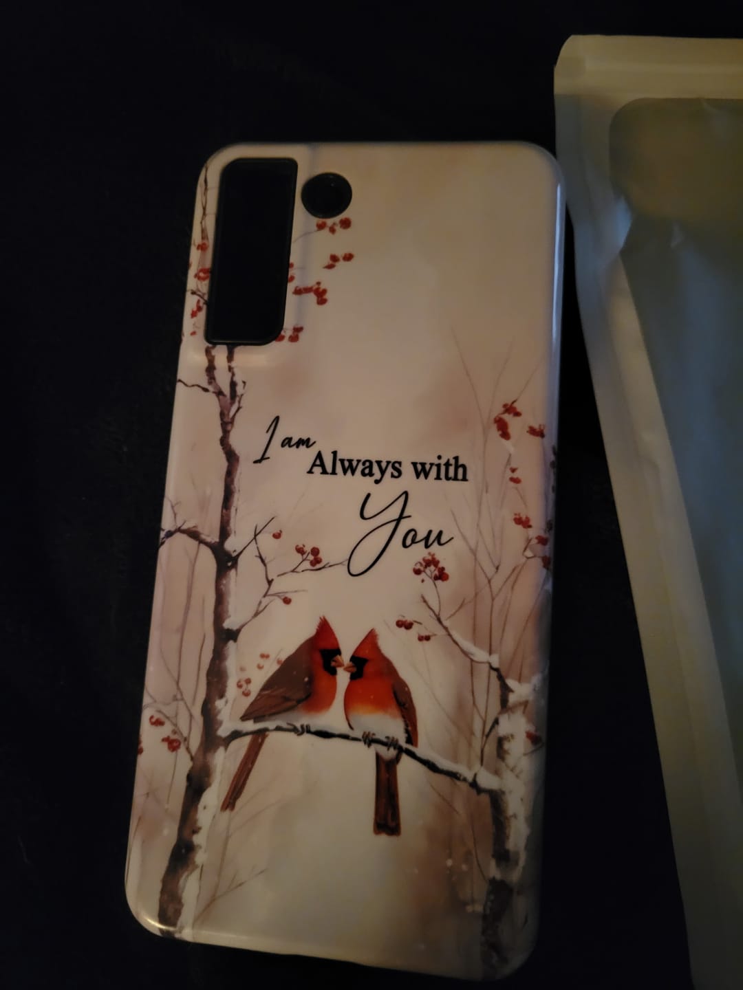 Customer photo review of I Am Always With You, Cardinals In Winter, Christian Phone Case