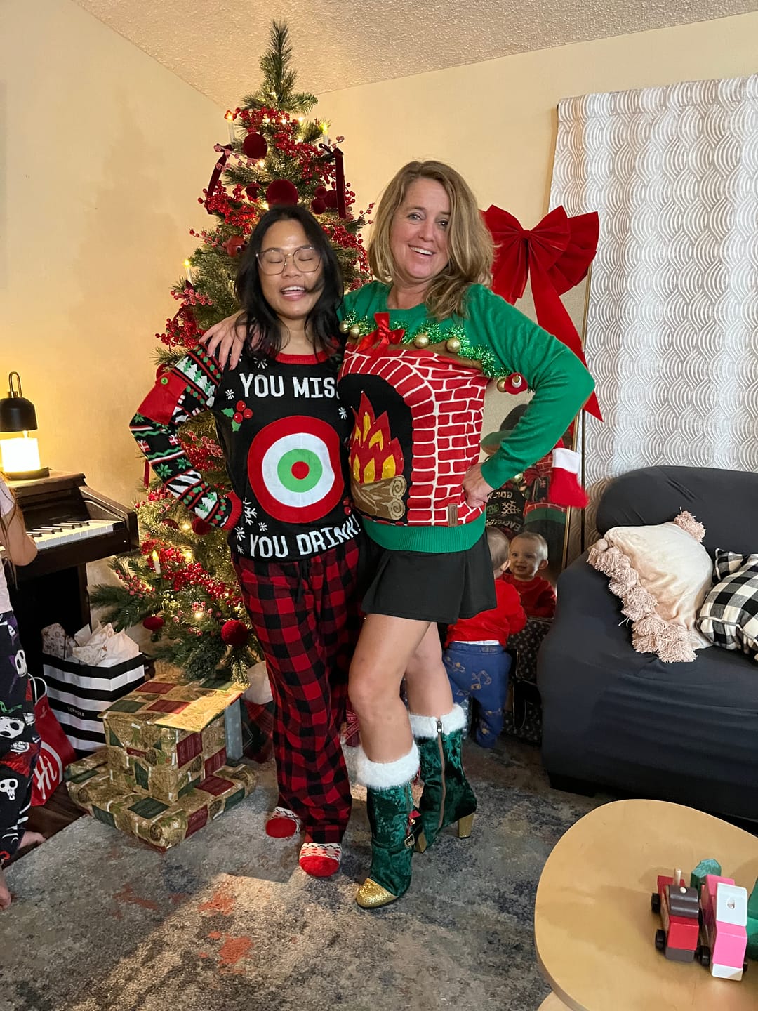 Customer photo review of Christmas Charm Velvet Boots