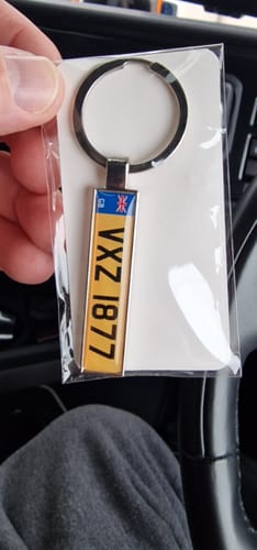 Customer photo review of Personalised Metal Number Plate Keyring
