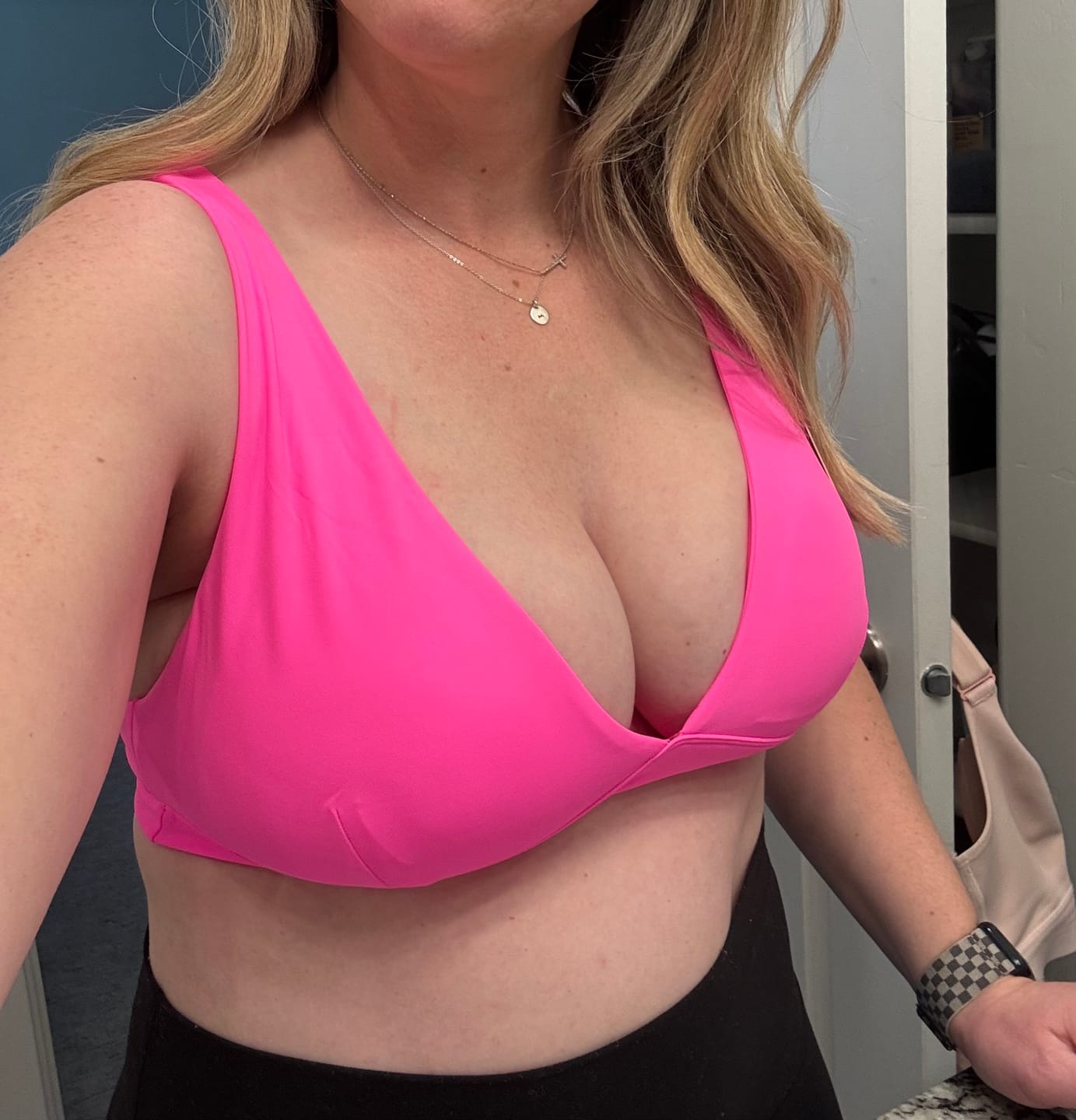 Customer photo review of Plunge Bikini Top - Hot Pink