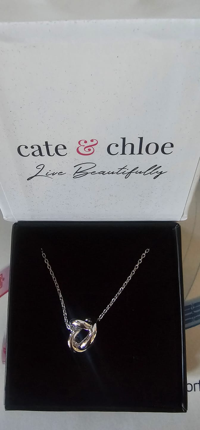 Customer photo review of Ashley 18k White Gold Plated Knot Pendant Necklace