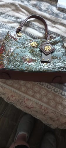 Customer photo review of Vintage Flower Pattern Handbag, Luxury PU Leather Tote Bag, Fashion Crossbody Bag For Women