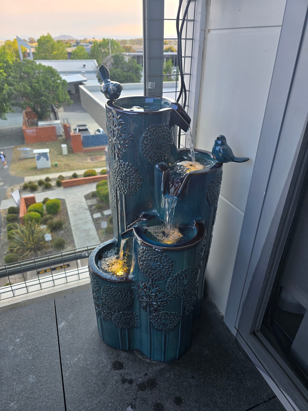 Customer photo review of Dandelion Embossed 4-Tier Ceramic Fountain