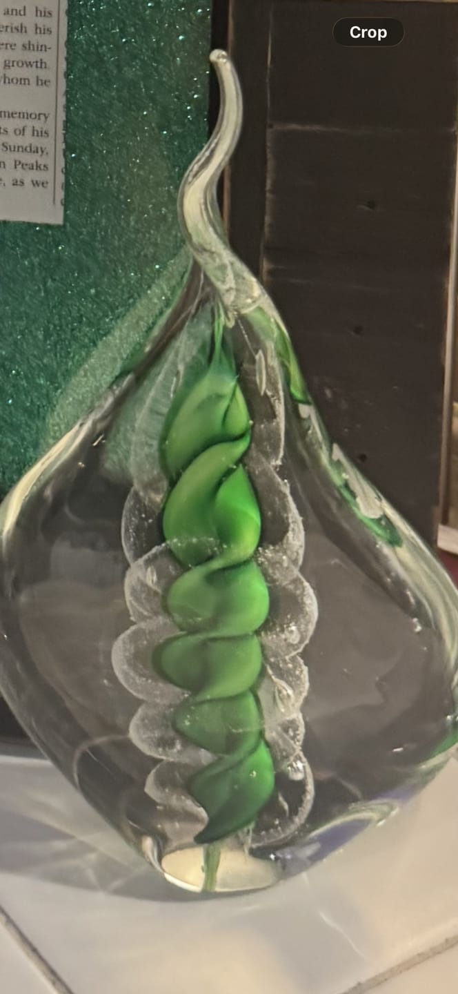 Customer photo review of Memorial Glass Flame with Cremation Ashes