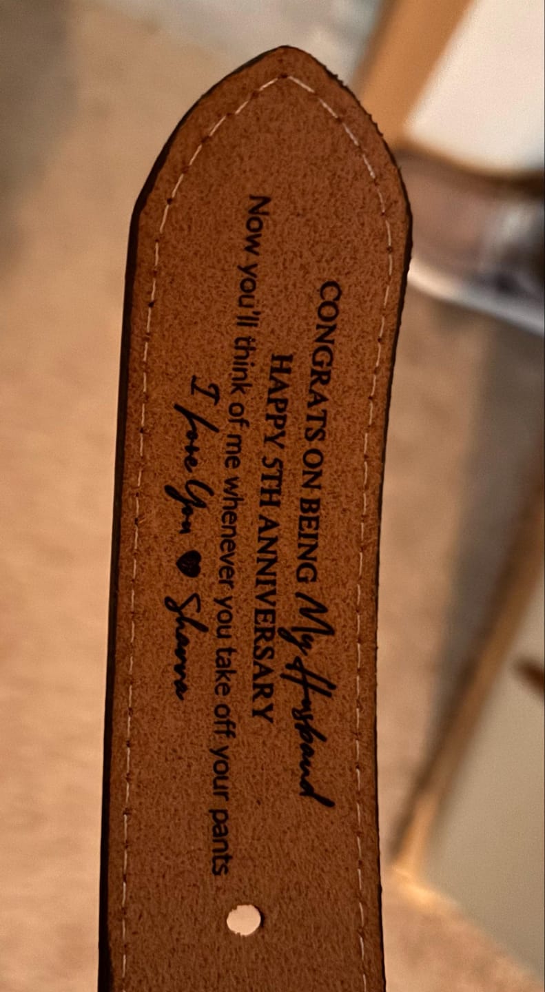 Customer photo review of Custom Leather Belt, Valentine's Day Gift for Boyfriend, Unique Gift for Husband