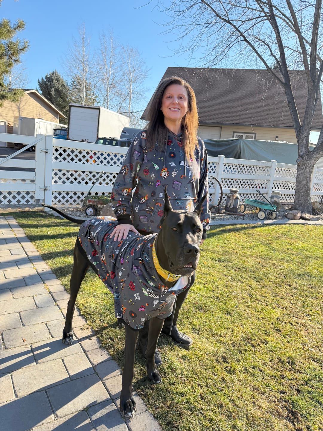 Customer photo review of Rock and Roll Dog Hoodie