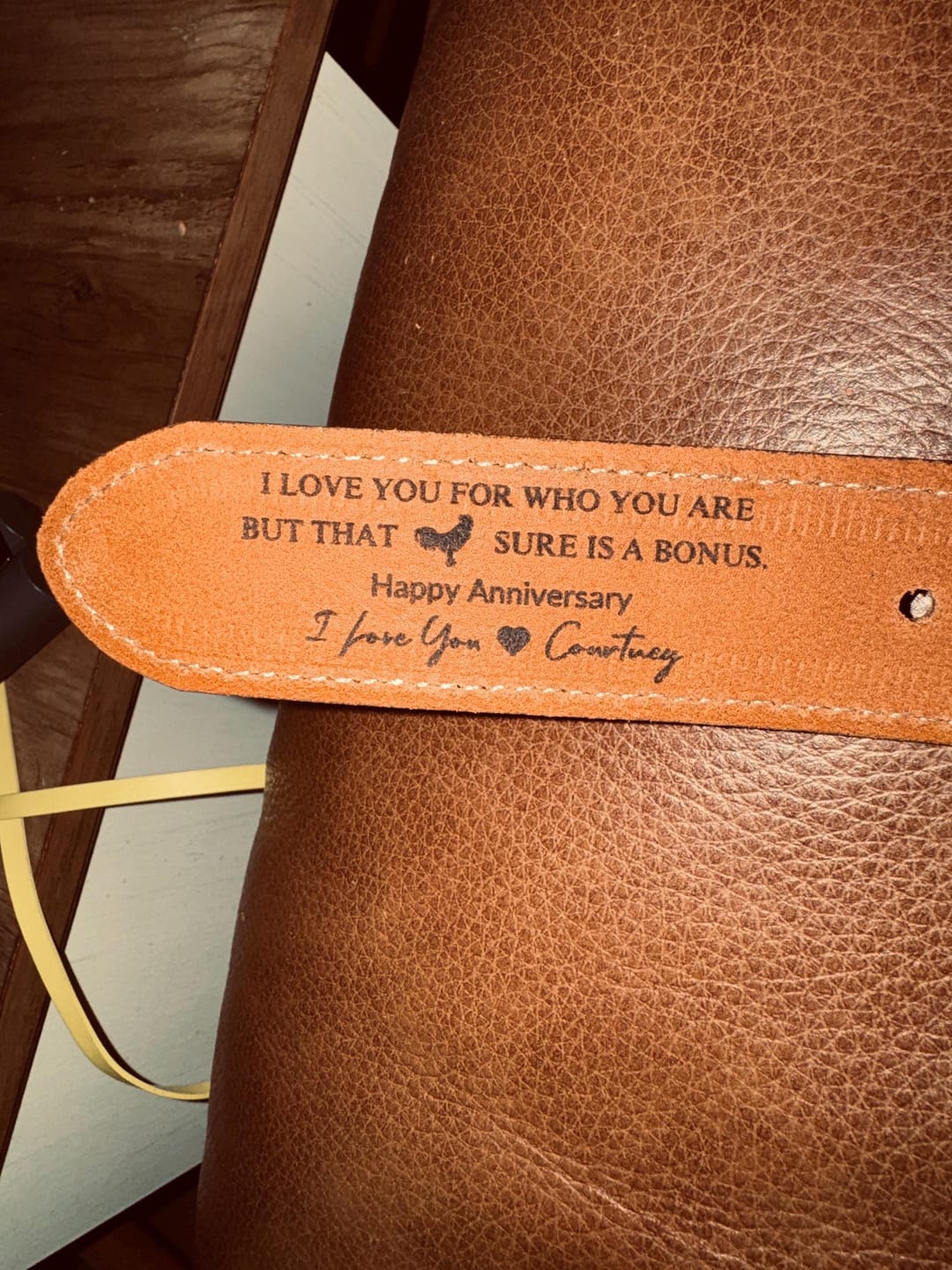 Customer photo review of Custom Leather Belt, Valentine's Day Gift for Boyfriend, Unique Gift for Husband
