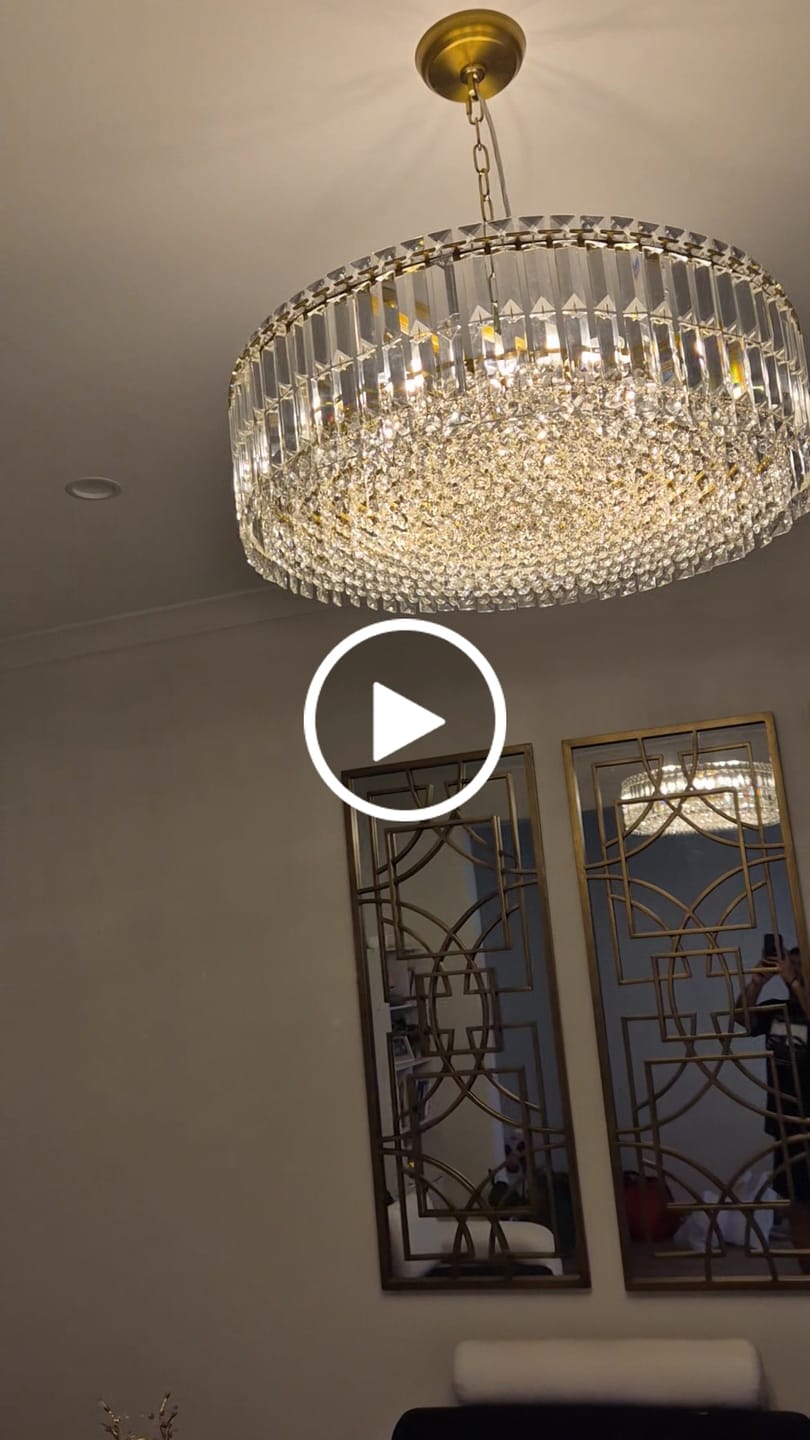 Customer video review of Luxury 8-Light Crystal Accents Round Drum Chandelier For Dining Room