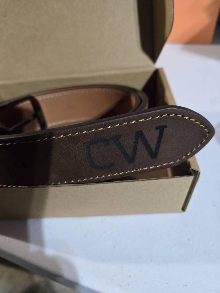 Customer photo review of Personalized Leather Belt for Anniversary - Handcrafted Custom Belt for Him