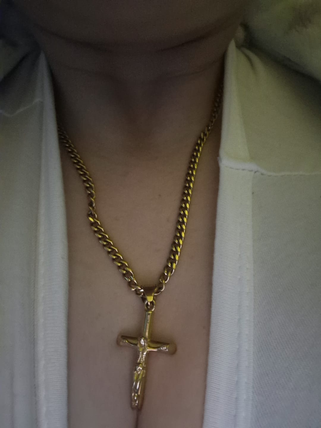 Customer photo review of Gold Crucifix Cross Necklace Pendant