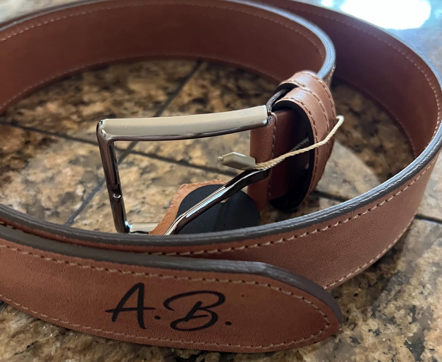 Customer photo review of Custom Leather Belt, Valentine's Day Gift for Boyfriend, Unique Gift for Husband