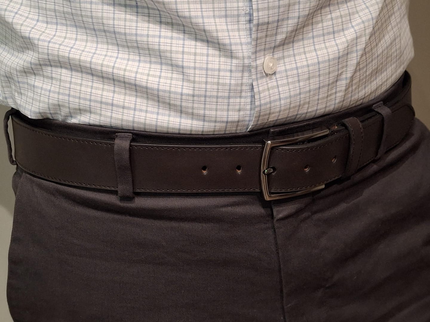 Customer photo review of Personalized Leather Belt for Anniversary - Handcrafted Custom Belt for Him