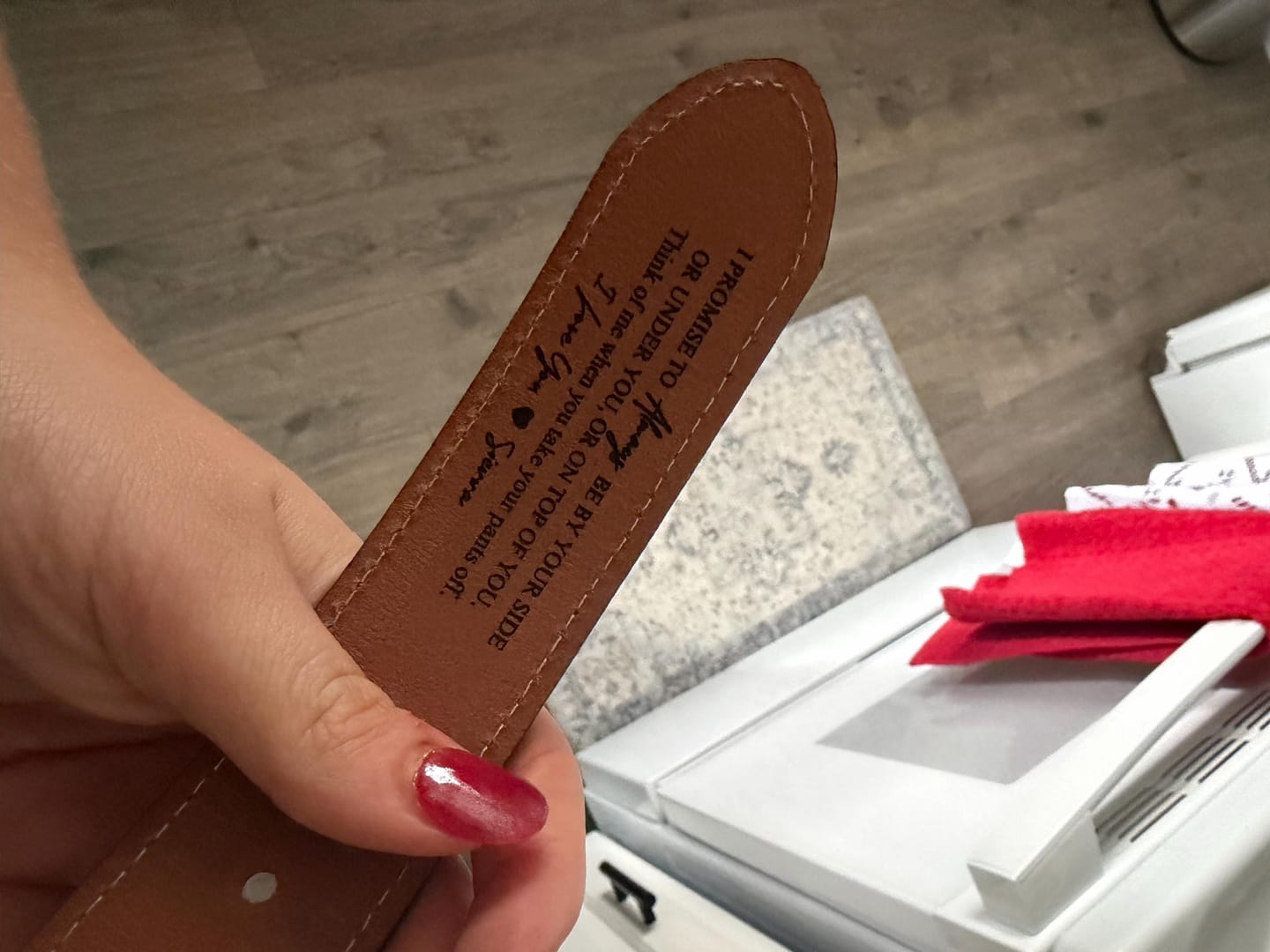 Customer photo review of Personalized Leather Belt for Anniversary - Handcrafted Custom Belt for Him