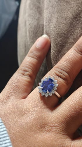 Customer photo review of 3.2Ct Princess D's Oval Solitaire Silver Ring