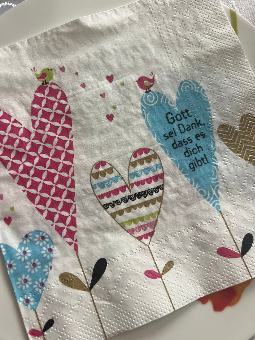 Customer photo review of Servietten Herzen Gott sei Dank dass es dich gibt