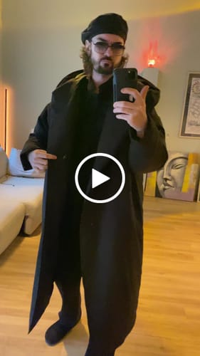 Customer video review of Hooded Long Cloak Coat