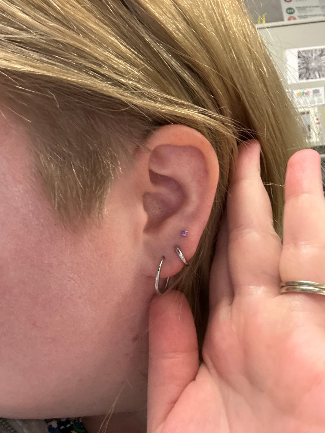 Customer photo review of My Huggies Hoop Earrings