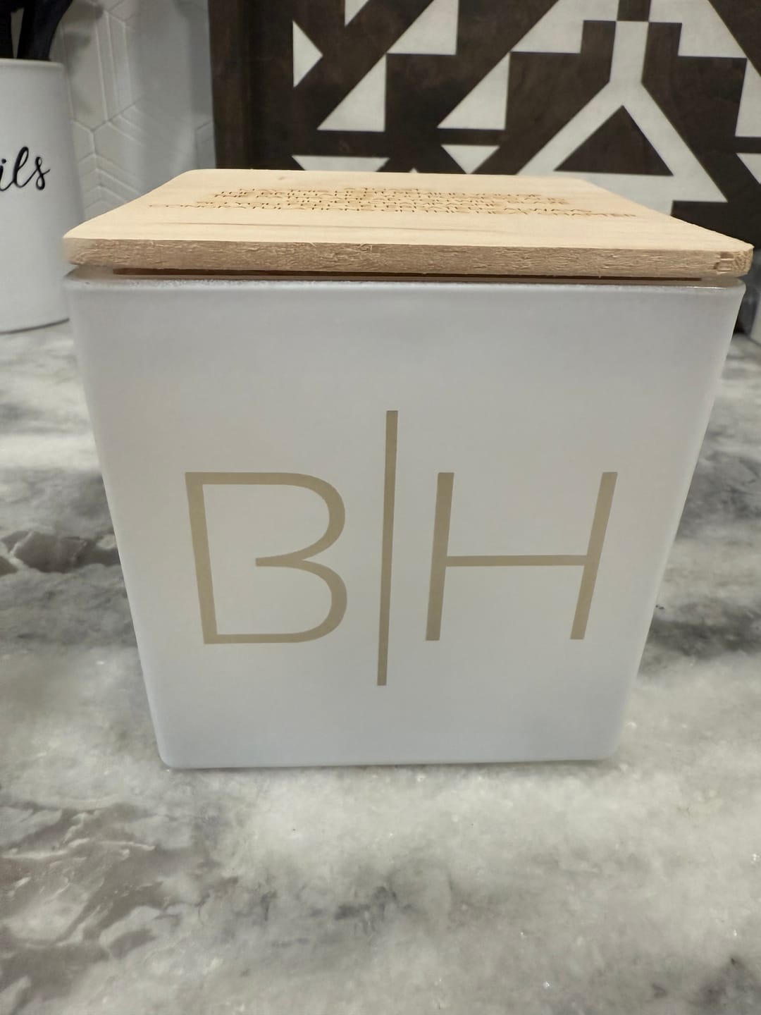 Customer photo review of MODERN MONOGRAM CANDLE