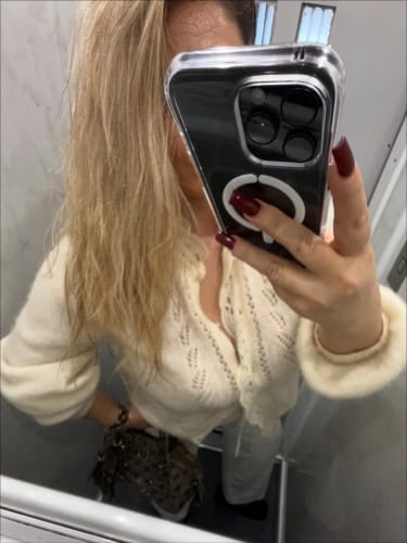 Customer photo review of Lia White Lace Knit Cardigan