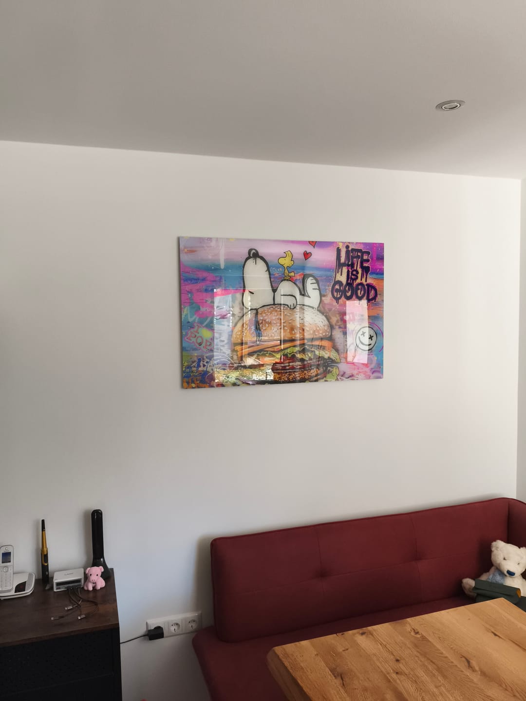 Customer photo review of Acrylglasbild Snoopi Life is Good Pop Art Querformat