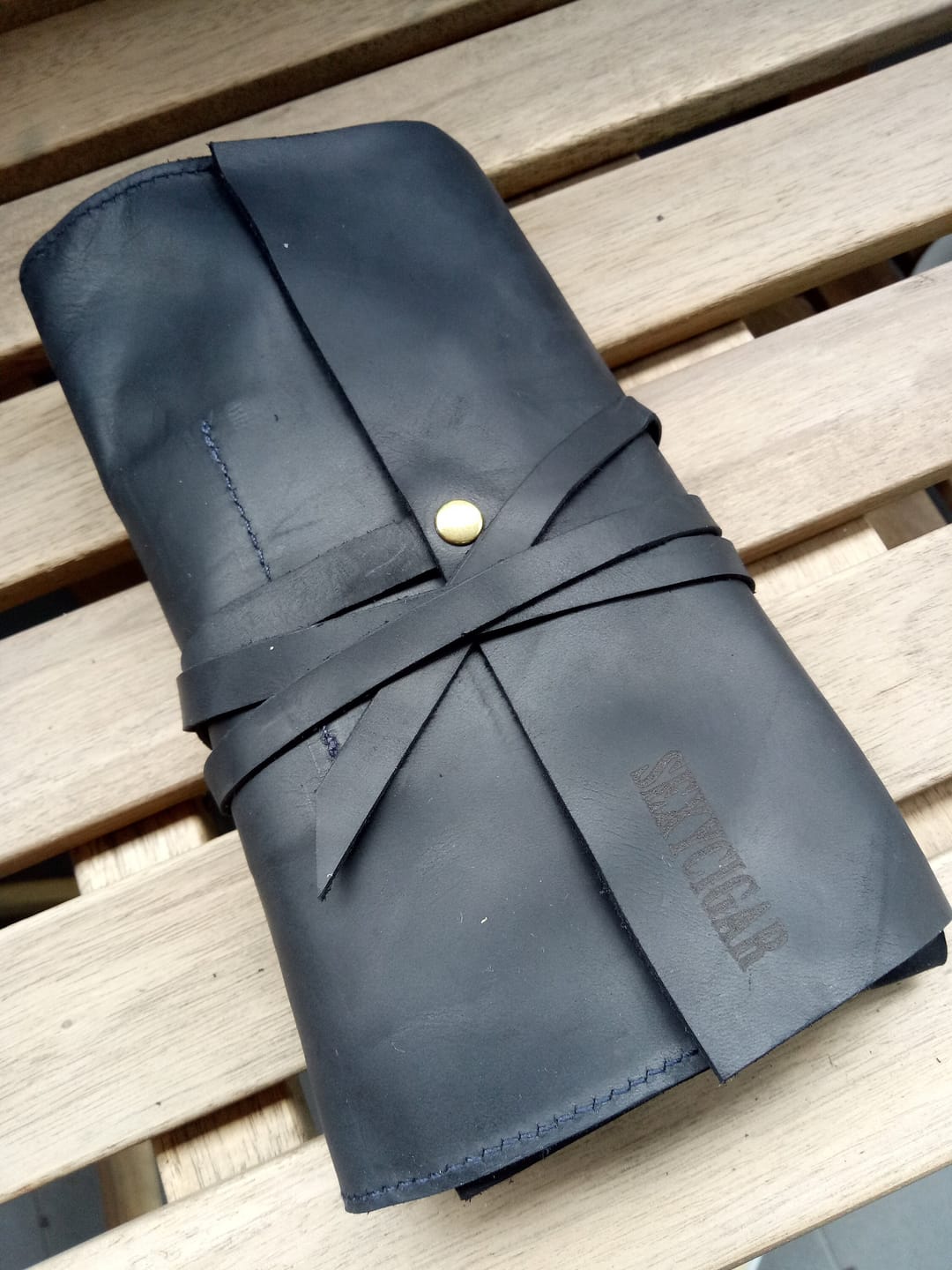Customer photo review of Leather Pipe Rollup Pouch, Handmade Pipe Bag Full Set, Pipe Rollup Bag Complete Set For The Pipe Smoker, Matte Black