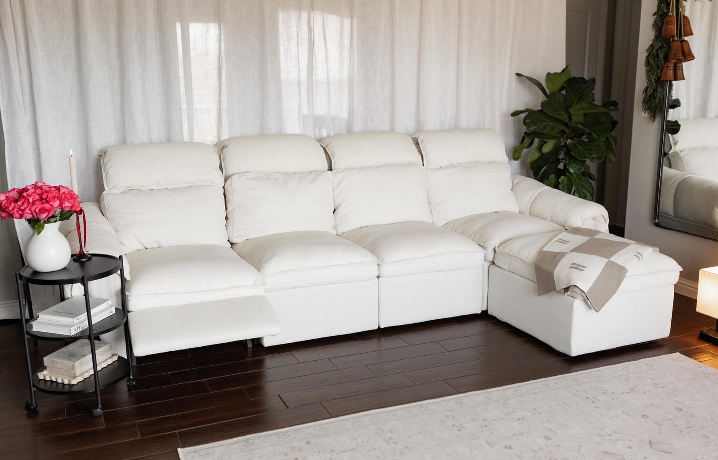 Customer photo review of CloudCubo 4-Seat Modular Power Reclining Sectional Sofa with 2 Ottomans