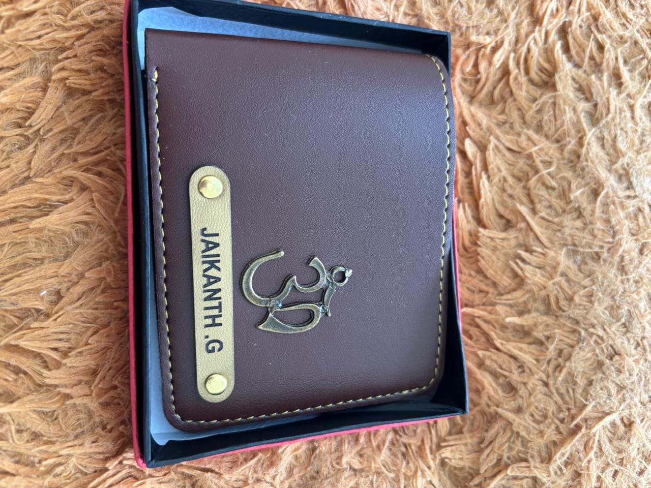 Customer photo review of Personalized Men's Wallet With Name & Charm