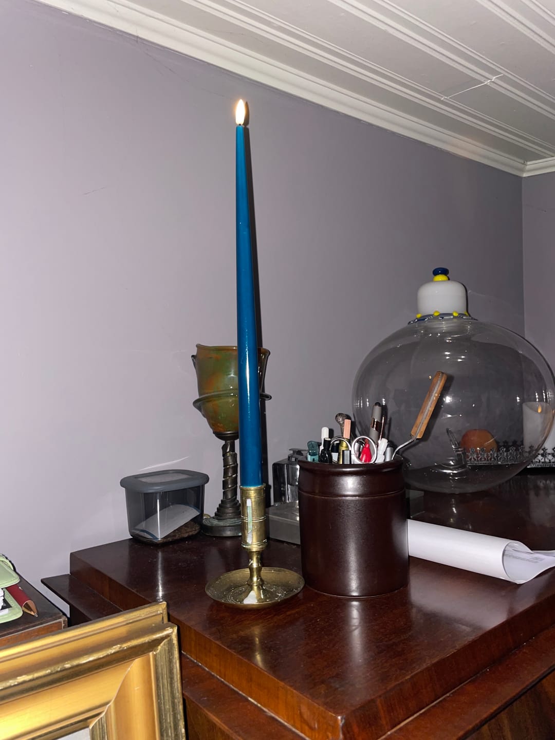 Customer photo review of LED Kertelys med Lak, 2 stk (38 cm) Petroleum