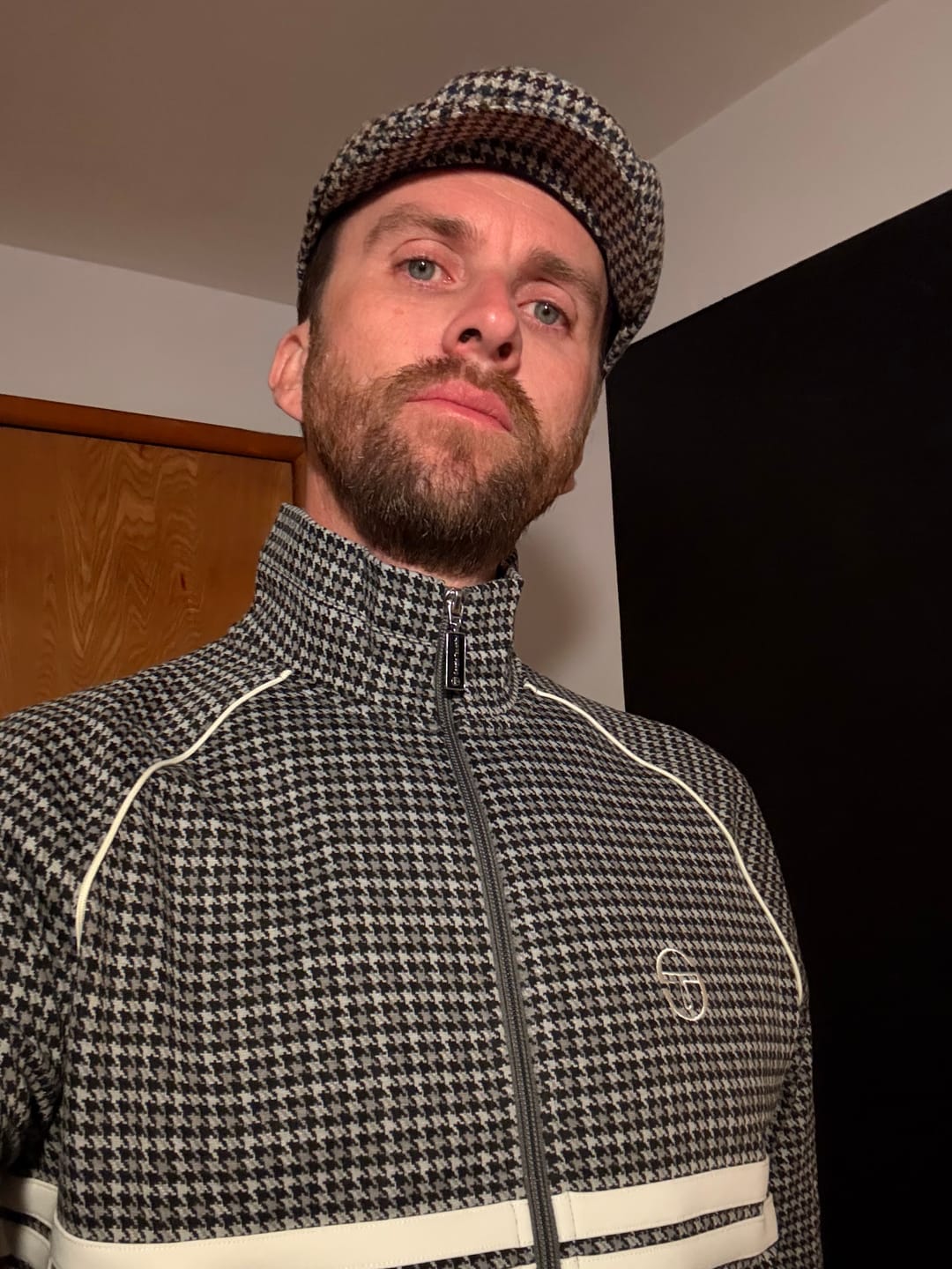 Customer photo review of Dallas Houndstooth Track Jacket- Black Beauty