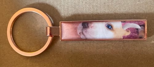 Customer photo review of Metall Schlüsselanhänger personalisiert mit Name, Text, Spruch und Foto