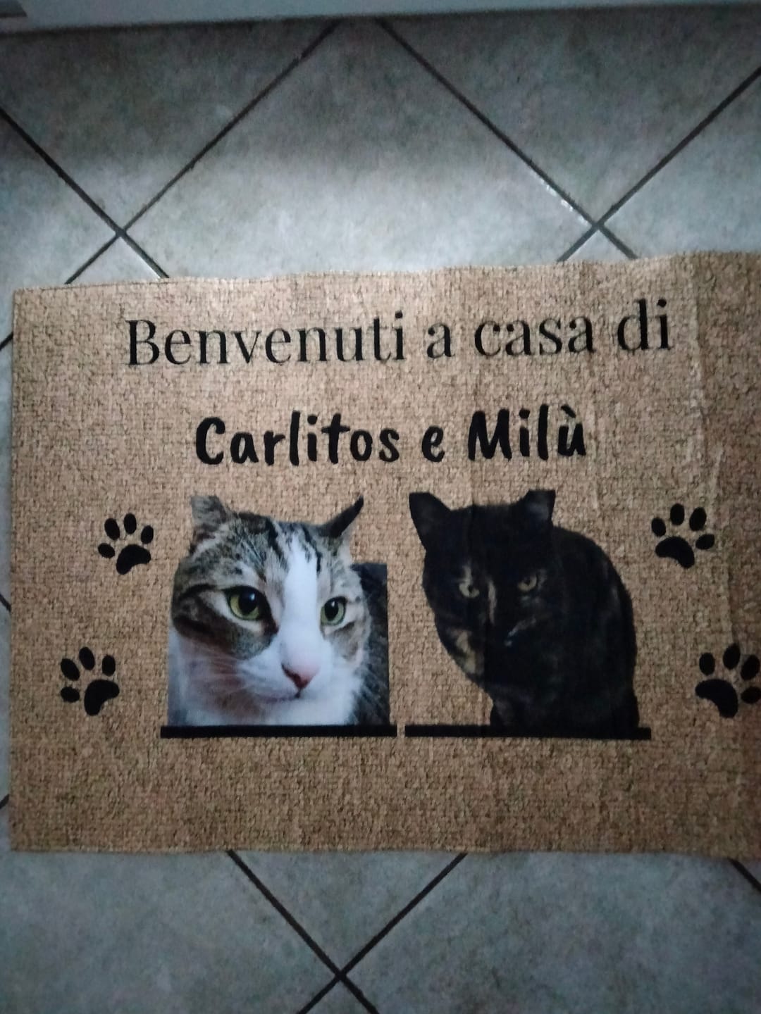 Customer photo review of Benvenuti da – Zerbino personalizzato