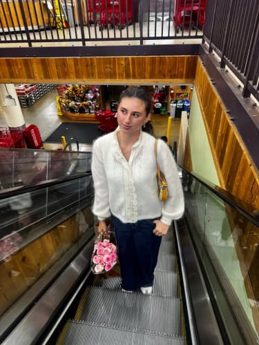 Customer photo review of Lia White Lace Knit Cardigan
