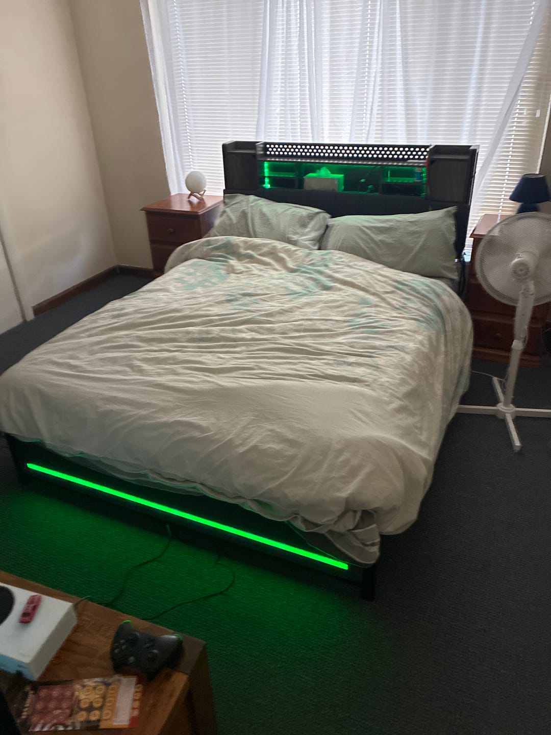Customer photo review of Queen Metal Bed Frame with Headboard Storage Light