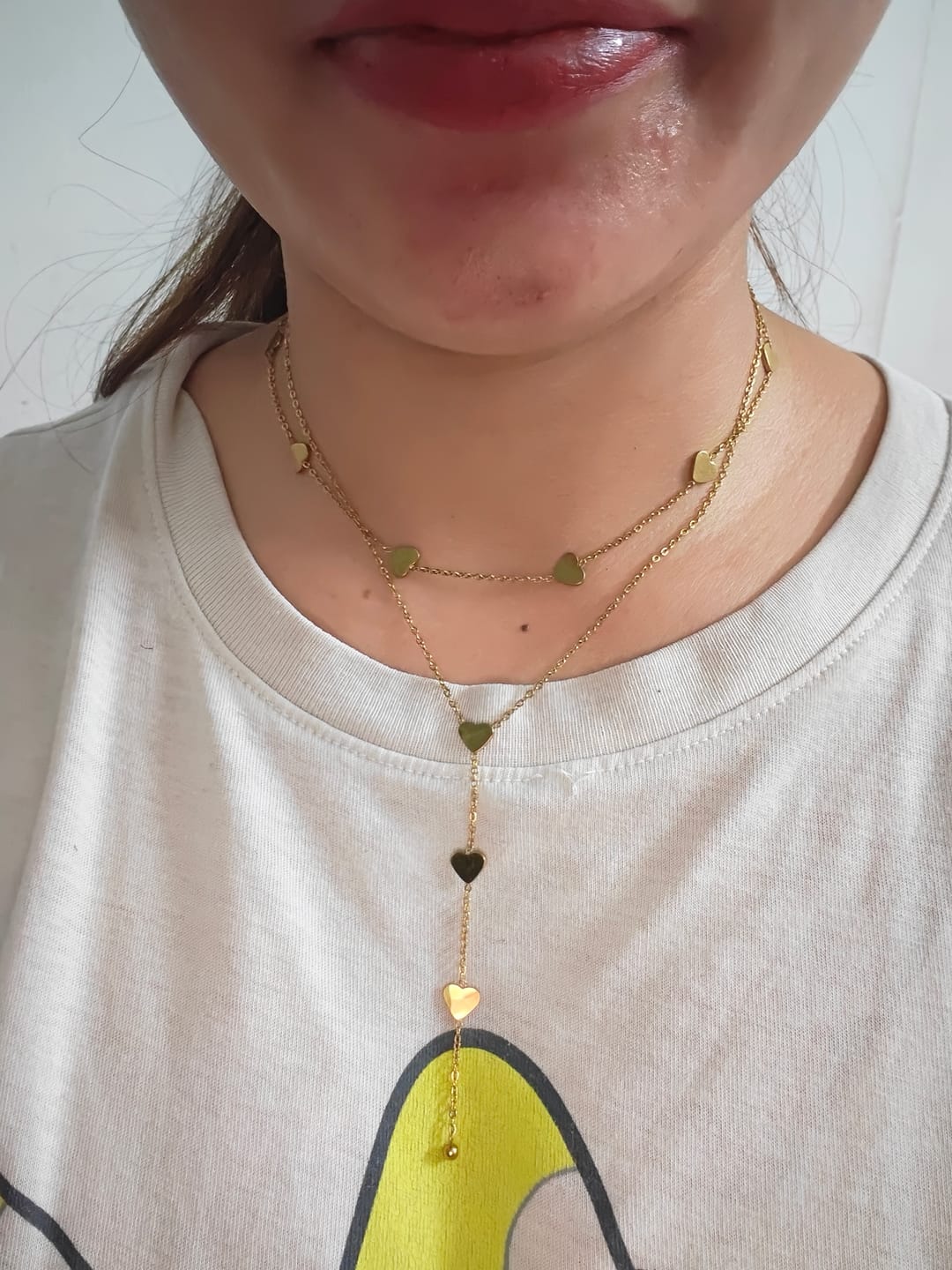 Customer photo review of Two-Layered Heart Charm Necklace