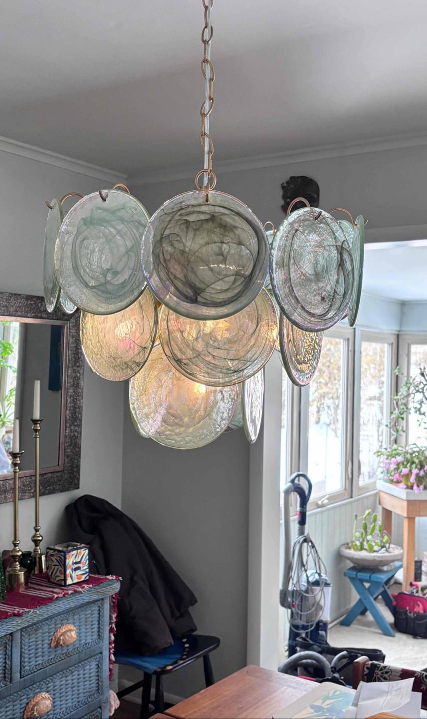 Customer photo review of Arts And Crafts Vintage 5-Light Swirled Cloud Glass Tiered Chandelier