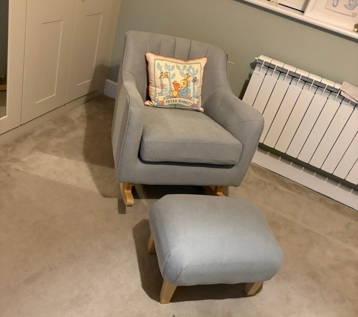Customer photo review of Baby Elegance Ollie Rocking Chair with Stool