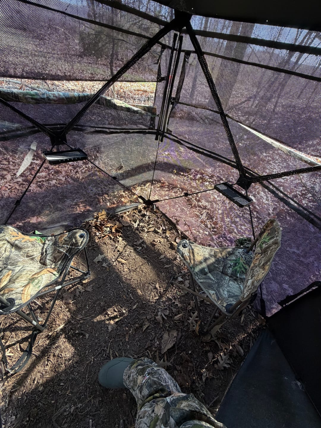 Customer photo review of VisST 270° See Through Ground Blinds | Pop Up Portable Blinds for 2 3 Person Deer Hunting with Silent Magnetic Door