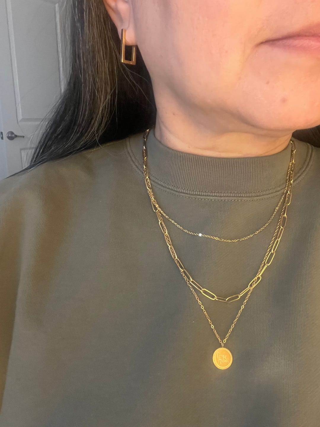 Customer photo review of Geya Coin Layered Necklace