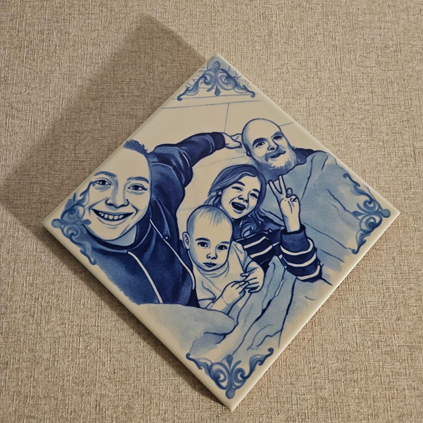 Customer photo review of Delfts Blauw tegeltje bedrukken met eigen auto