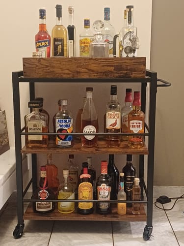 Customer photo review of Τρόλεϊ Μπαράκι Βοηθητικό Τραπεζάκι Kαρότσι Μπαρ Kουζίνας Τρόλει Σερβιρίσματος Ράφι Κουζίνας vintage σκούρο καφέ LR-C72X