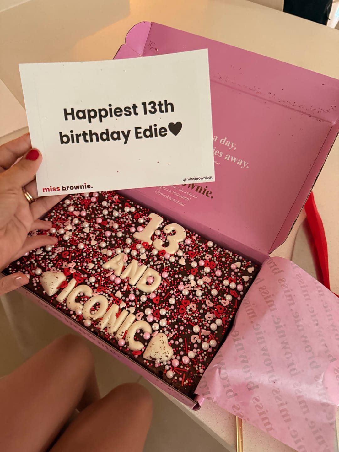 Customer photo review of Custom Birthday Brownie