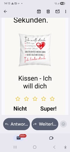 Customer photo review of Kissen - Ich will dich