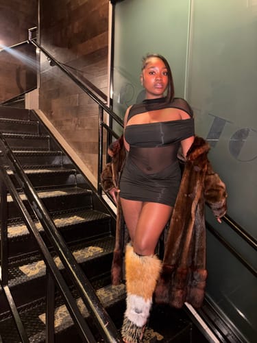 Customer photo review of STAMOS-BROWN FAUX FUR STILETTO SANDAL BOOT