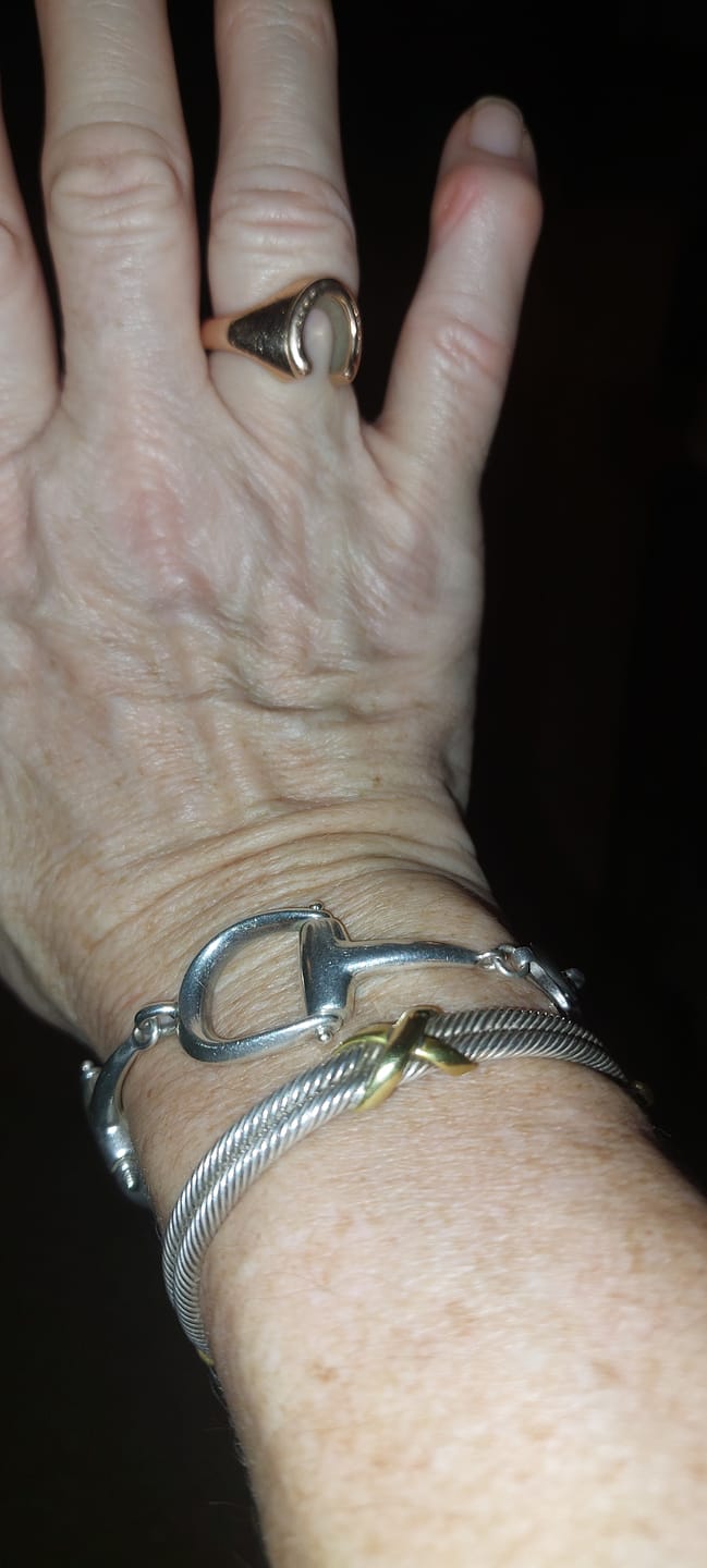 Customer photo review of Sterling Silver And Two Tone Criss Cross Cuff Bracelet