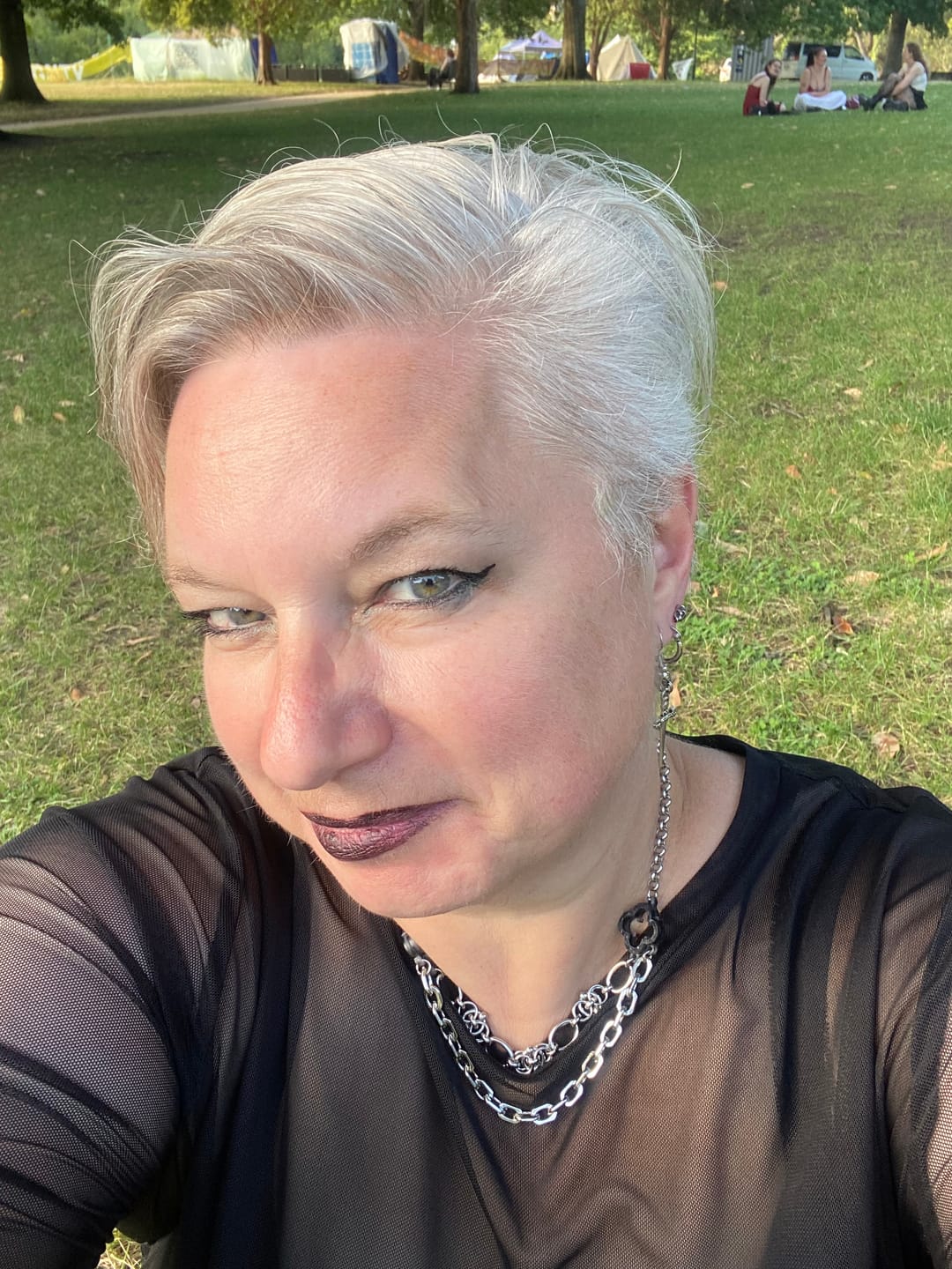 Customer photo review of Cathedral Quatrefoil Necklace with Chunky Chain