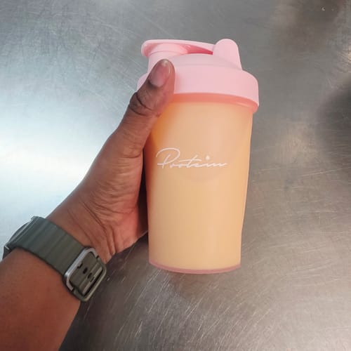 Customer photo review of Pink Protein Shaker 13.5 oz