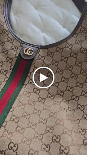 Customer video review of GUCCI 25S GIGLIO LARGE TOTE BAG 50 IN BEIGE AND DARK BROWN CANVAS