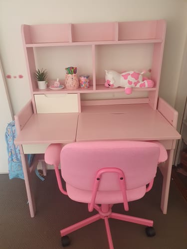Customer photo review of Avelinn Study Desks/Solid Wood Study Desk with Shelf/Home Office/Pink