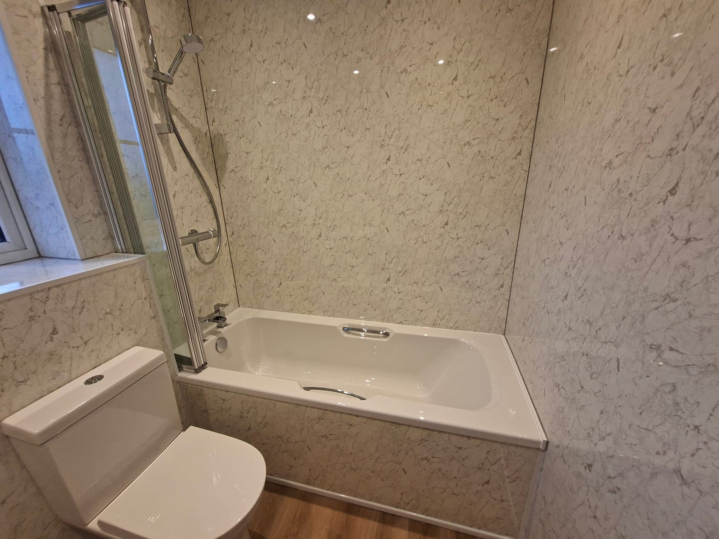 Customer photo review of 10mm White Marble Gloss Shower Panel 1M x 2.4M