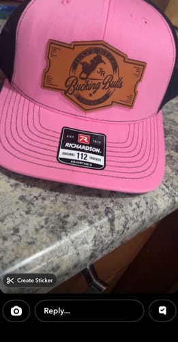 Customer photo review of Richardson 112 Genuine Leather Patch Hats Laser Engraved